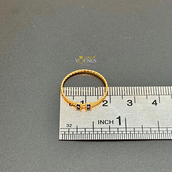 انگشتر مواج نگین آبی طلا